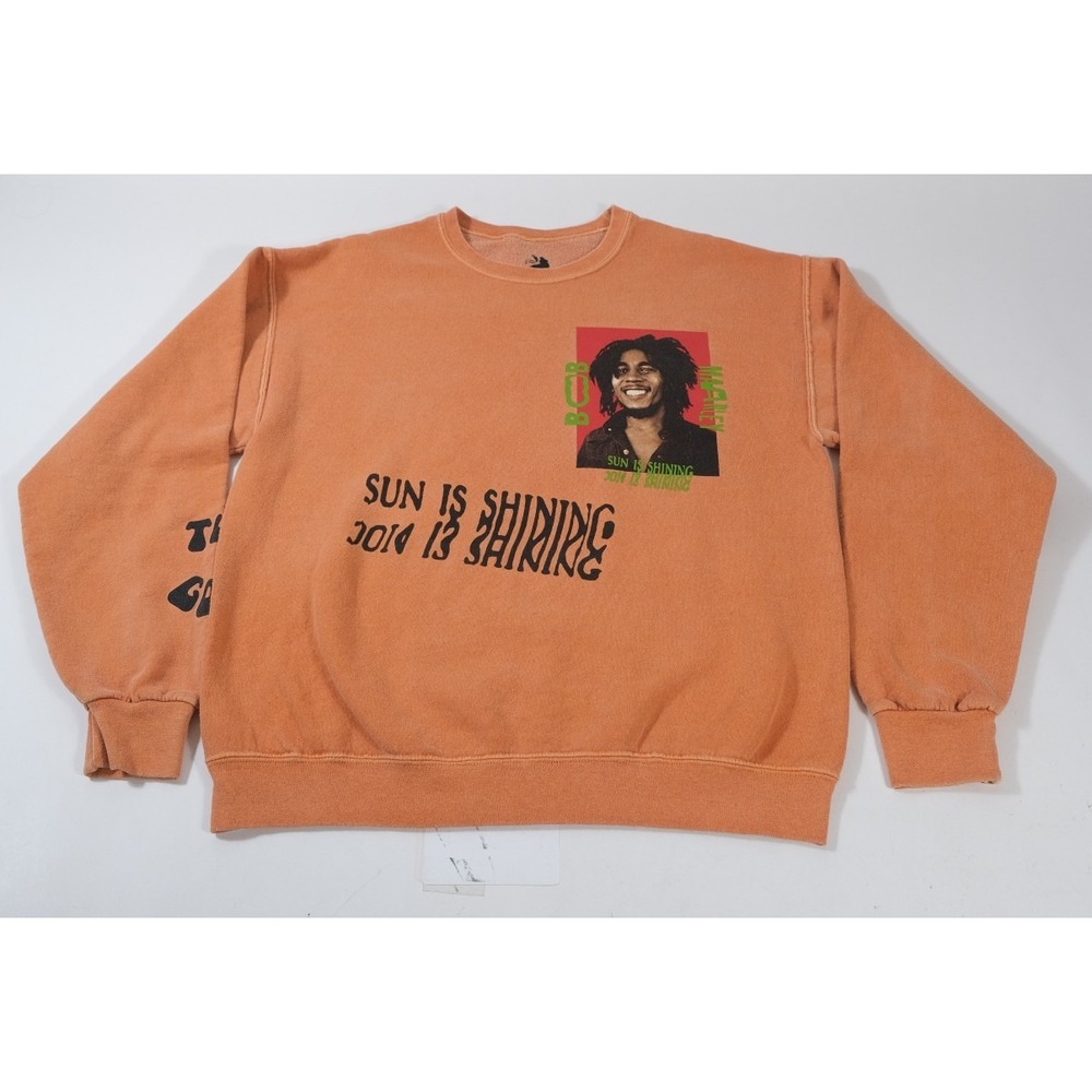 Zion Sweatshirt Unisex Medium Orange Bob Marley Sun Is Shining Graphic Fleece